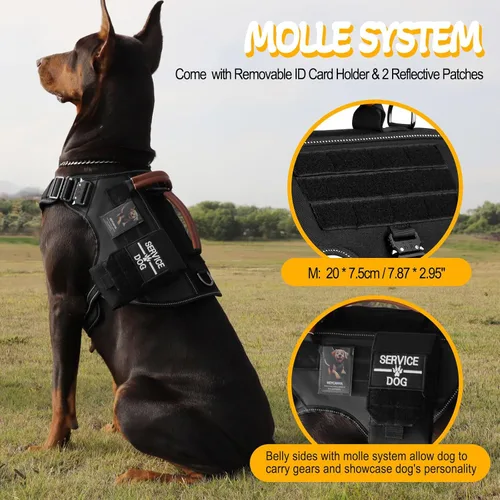Vista 5 de Arnés táctico para perro, chaleco de servicio con hebillas de metal, chaleco reflectante sin tirones para perros medianos y grandes, chaleco con asa