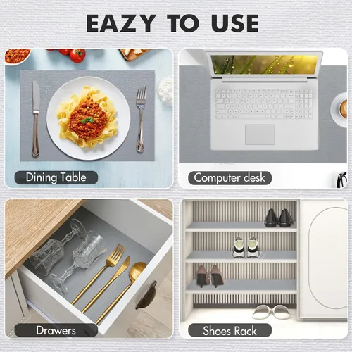 Vista 5 de Viseeko Revestimiento para estantes y cajones para gabinetes de cocina, revestimientos de gabinete no adhesivos para estantes, papel de estante