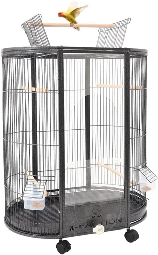 Vista 21 de 38in Rolling Bird Cages with Wheels and Pull-Out Tray(White)