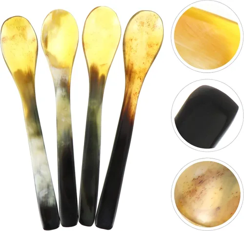 Vista 7 de Cuerno de búfalo Cuerno Buey Cuerno Cucharas Espresso para Té Postre Pastel Aperitivo 6.9 in