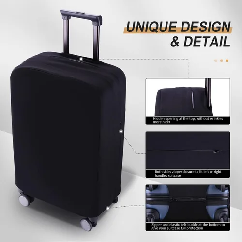 Vista 3 de RainVillage Funda para equipaje de viaje, protector de maleta, Negro