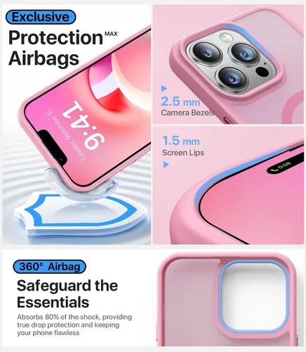 Vista 5 de Funda magnética para iPhone 12 Pro Max, [probada en caídas militares de 10 pies] [compatible con MagSafe] a prueba de golpes, delgada, translúcida