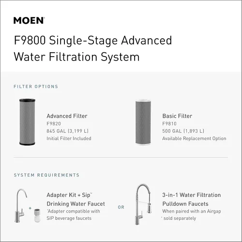 Vista 5 de Moen Sistema avanzado negro de la filtración del agua de la sola etapa debajo del fregadero, F9800
