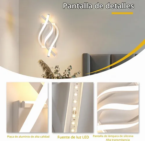 Vista 5 de Aplique de pared, apliques LED de 21 W, iluminación de pared para interiores, luces de pared para dormitorio, sala de estar, restaurante, pasillo