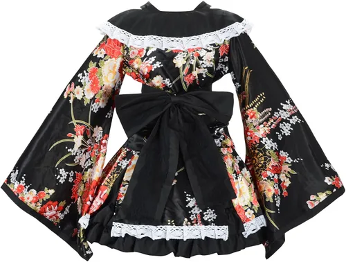 Vista 3 de Sheface Disfraz de Lolita para mujer, estilo kimono japonés, disfraz de anime