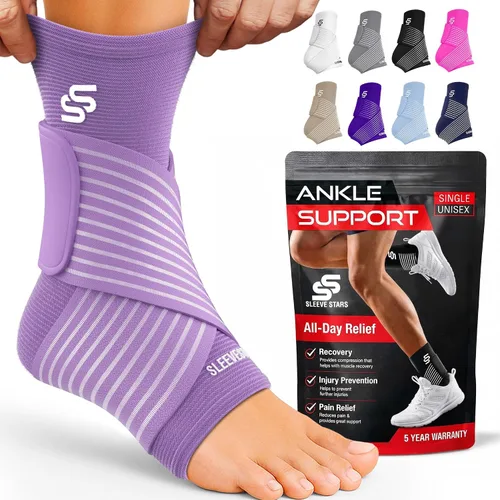 Vista 19 de Tobillera Sleeve Stars para mujeres y hombres, tobillera para esguince de tobillo, manga de compresión para alivio de la fascitis plantar, soporte