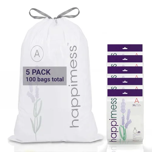 Vista 9 de happimess Bolsas de basura con cordón de 8 galones (30 litros), sin perfume, transparentes, resistentes para cocina y hogar, ajuste personalizado