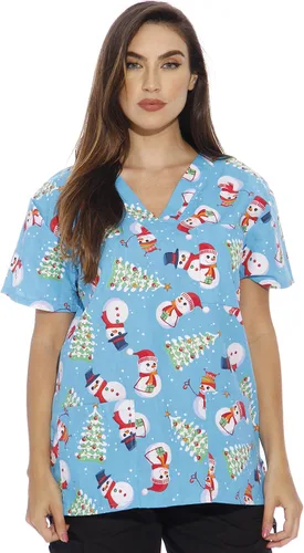 Vista 9 de Just Love - Tops de trabajo festivos para mujer Aqua - Luna y estrellas