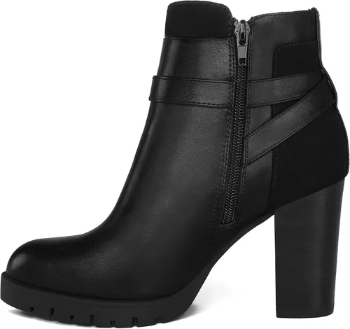 Vista 7 de mysoft Botines de mujer con tacón grueso apilado y cremallera