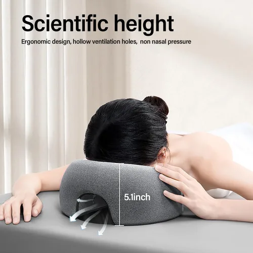 Vista 4 de TourKing Almohada de masaje boca abajo, almohada ergonómica de masaje de espuma viscoelástica, recuperación de vitrectomía postoperatoria