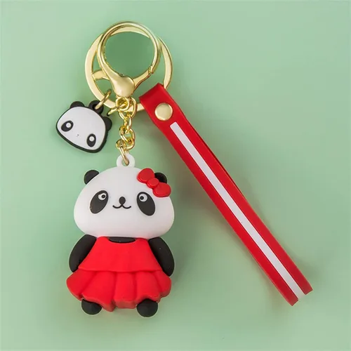 Vista 4 de Lindo llavero colgante de panda de dibujos animados, llavero colgante de PVC en forma de animal para bolsos, bolsos y bolsos, regalo de Navidad