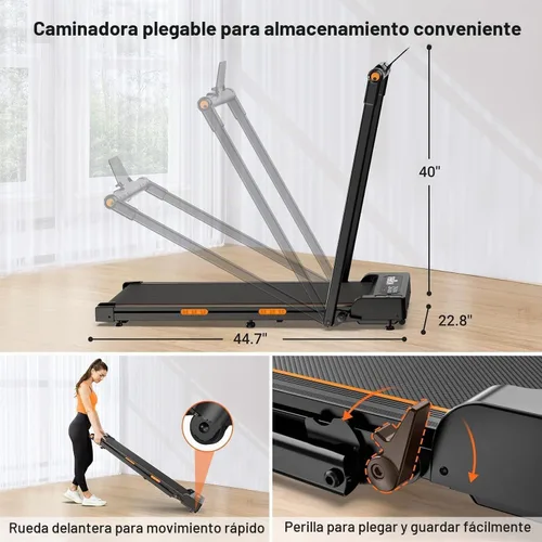 Vista 2 de THERUN Walking Pad with Handle Bar, Compact Under Desk Portable Treadmill