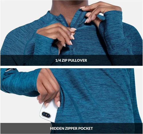Vista 5 de BALEAF Camisas de secado rápido para mujer, manga larga, para correr, senderismo, entrenamiento, UPF50+ SPF