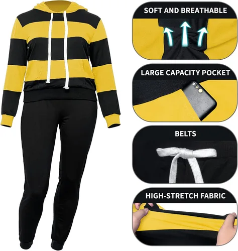 Vista 4 de Runwind Trajes de dos piezas para mujer, sudadera con capucha de 2 piezas con bolsillos
