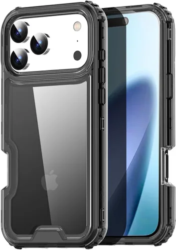 Vista 23 de AICase para iPhone 17 Transparente, Resistente Duradera de 3 Capas de Cristal Transparente [No amarillea]