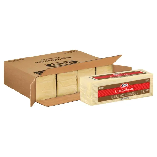 Vista 2 de Kraft Queso blanco en rodajas de Chedasharp, 5 libras, 4 por caja.