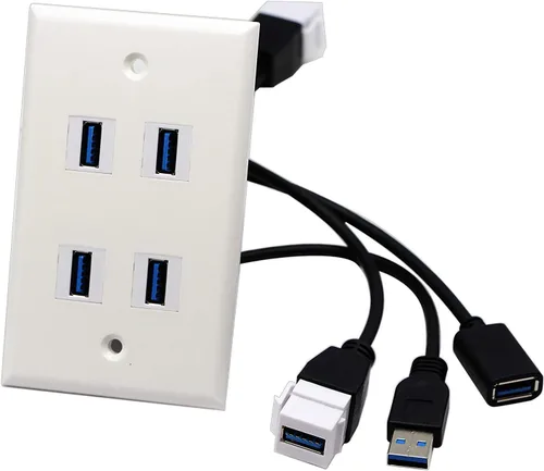 Vista 4 de Cable de inserción de conector Keystone USB 3.0, Haokiang USB 3.0 A hembra a USB A 3.0 hembra Keystone Insertar placa de pared, adaptadores de panel