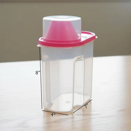 Vista 5 de Basicwise Juego de 3 recipientes pequeños herméticos de almacenamiento de alimentos de 1.9 litros con boquilla de vertido y tapa de taza medidora