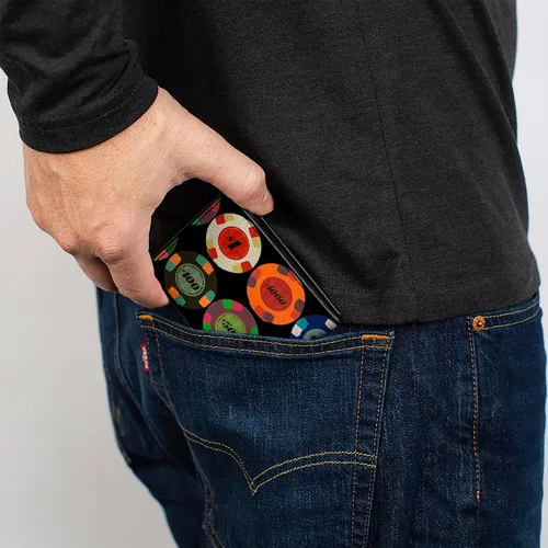 Vista 5 de Buckle-Down Billetera plegable de PU para hombre, fichas de póquer 1, multicolor, 4.0" x 3.5", Varios