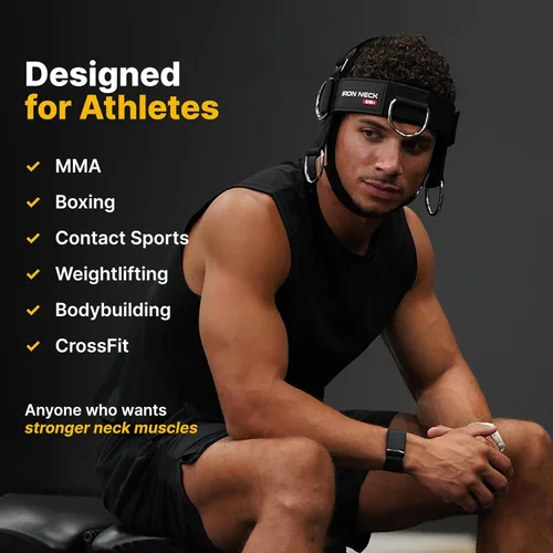 Vista 5 de Iron Neck Alpha Neck Trainer - Exercise & Workout Equipment Versatile Neck Exerciser, Strengthener, Trainer with Adjustable Head and Chin Strap