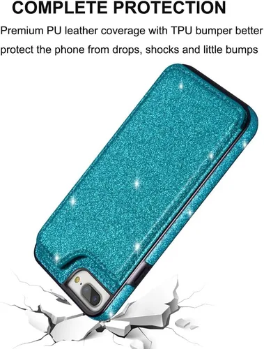 Vista 6 de Funda de piel tipo cartera para iPhone con (dos cierres magnéticos), (ranuras para tarjetas) función atril