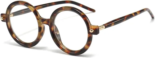 Vista 10 de Gleyemor Gafas redondas retro para hombres y mujeres, marcos de gafas circulares vintage, para disfraz, cosplay, lentes anti luz azul