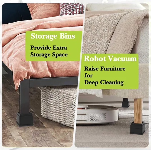 Vista 5 de Paquete de 12 elevadores de muebles de 1 pulgada, elevadores de cama ajustables resistentes para mesa, escritorio, sofá, gabinete, marco de cama