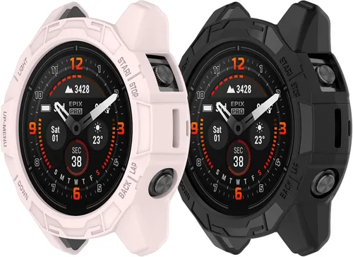 Vista 8 de Fundas protectoras para Garmin Fenix 7X Pro/Epix Pro 51MM - Funda de TPU suave parachoques resistente a prueba de golpes Carcasa protectora - Negro