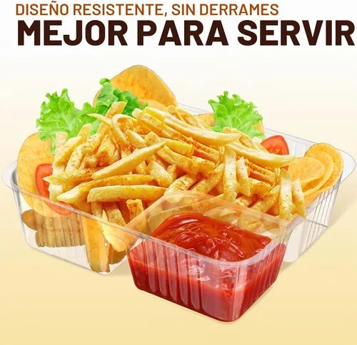 Vista 4 de Vesici 100 Piezas Bandejas de Nachos Desechables de 12oz de 2 Compartimentos Bandeja de Comida y Aperitivos Suministros para Puesto de Concesión
