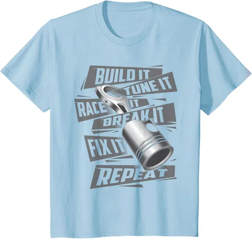 Vista 12 de Build It Tune It Race It Break It - Camiseta para entusiastas de los coches de carreras, talla S Negro