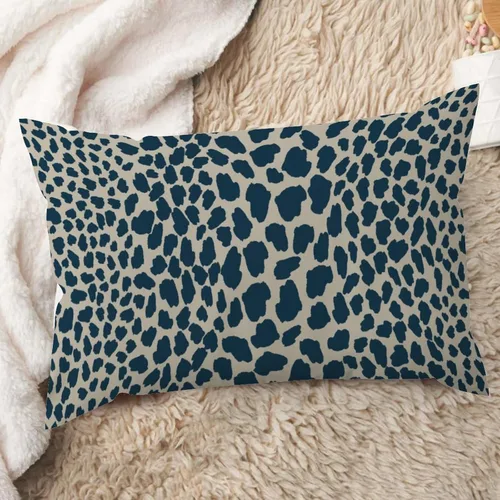 Vista 12 de ArogGeld Funda de almohada de lino azul con estampado de leopardo, diseño de vaca, diseño de animales de granja, color azul marino, guepardo