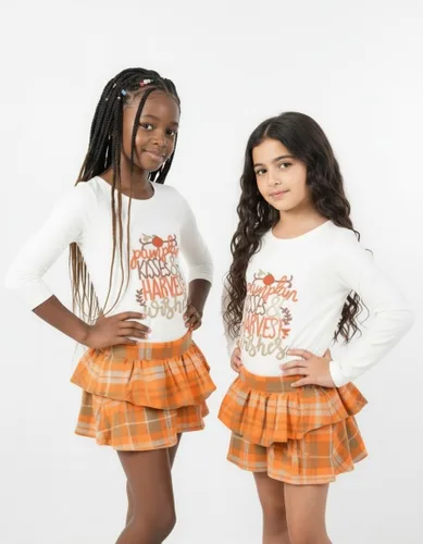 Vista 13 de Unique Baby Girls 2pc Skirt Set Outfit Long Sleeve Top with Skirt