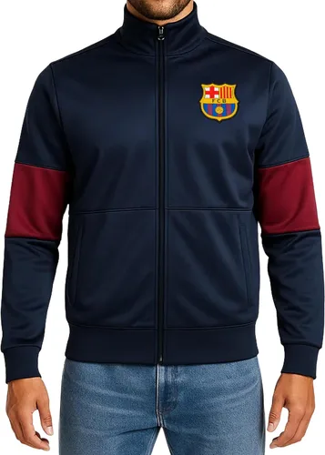 Vista 10 de Icon Sports Chaqueta deportiva de fútbol con licencia oficial del FC Barcelona, unisex para adultos