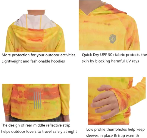 Vista 6 de Sudaderas con capucha para niños al aire libre, camisetas atléticas juveniles, protección solar UPF 50+