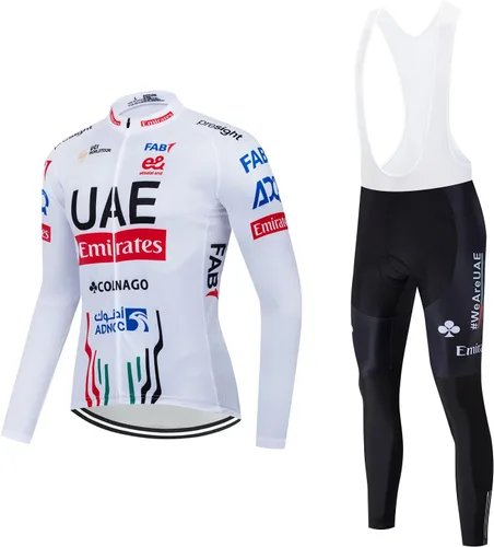 Vista 7 de Conjunto de ropa de ciclismo para hombre, manga larga, jersey de ciclismo con cremallera, bolsillo, traje de bicicleta, pantalones con babero de gel