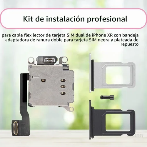 Vista 3 de para iPhone XR Dual SIM lector de tarjetas Flex Cable con SIM negro y plateado Bandeja de doble ranura para tarjeta de reemplazo con SIM Expulsión