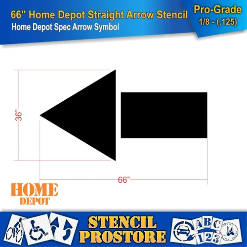 Vista 2 de Home Depot - Plantillas de flecha recta de 66 pulgadas, 66 x 36 x 1/8 pulgadas, grado profesional