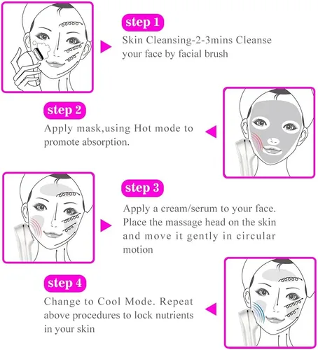 Vista 4 de Masajeador facial sónico frío caliente, calentamiento a 107.6 °F y dispositivo de enfriamiento de la piel a 42.8 °F con vibración, herramienta