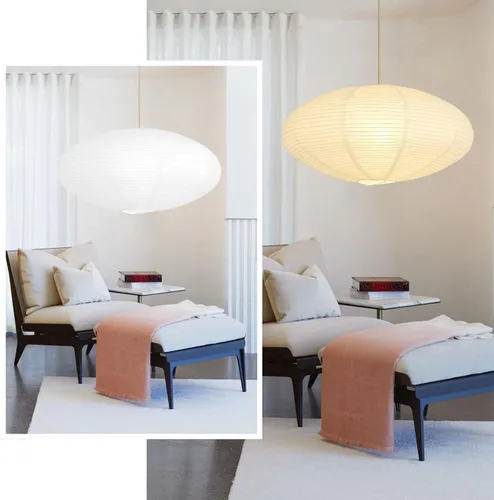 Vista 4 de Juego de 2 linternas de papel ovaladas blancas de 20 x 10 pulgadas, diseño plegable chino para sala de estar, dormitorio, pantalla de techo