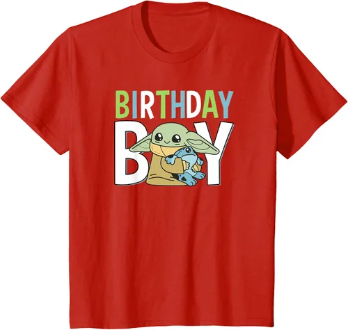 Vista 3 de Star Wars: The Mandalorian Grogu Birthday Boy Hug Blue Green T-Shirt Negro