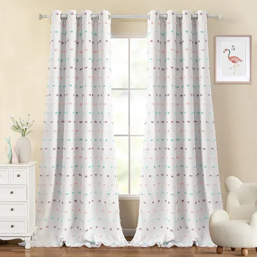 Vista 19 de MYSKY HOME - Cortinas opacas rosadas para dormitorio de niñas de 54 pulgadas de largo, cortinas cortas para tratamiento de ventanas, 100% cortinas