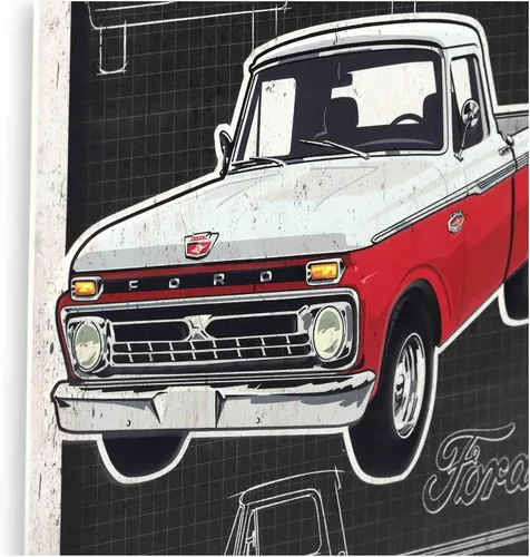 Vista 9 de Ford Logo Evolution - Letrero de metal vertical en relieve – Letrero vintage de Ford para garaje o cueva de hombre