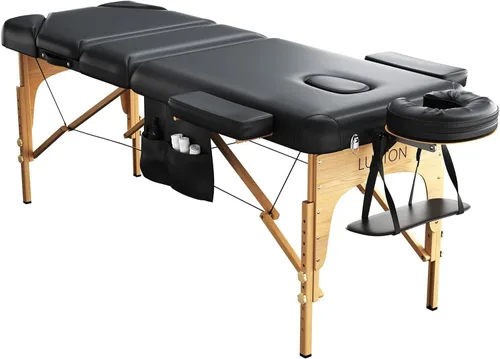 Vista 8 de Mesa de masaje de espuma viscoelástica prémium de 3 secciones con estuche de viaje rodante, fácil de instalar (negro (A))