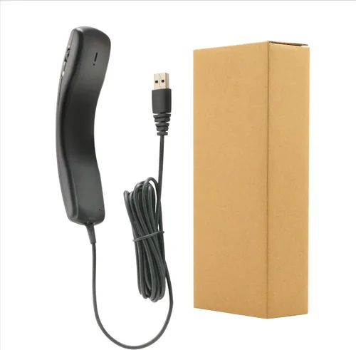 Vista 7 de Auricular USB portátil con cable Plug and Play con cable largo de 6.6 ft para softphone ligero 2.75 oz, Retro, control de volumen, silencio