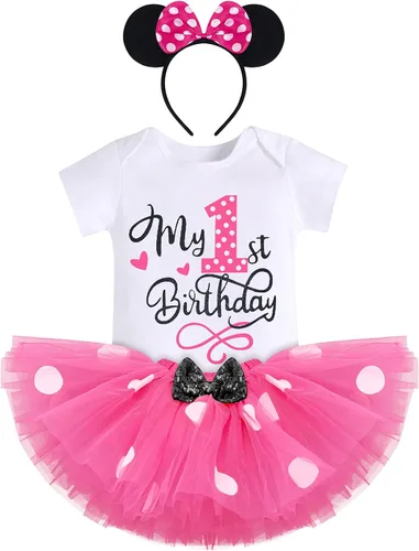 Vista 2 de Conjunto de falda de princesa con diseño de lunares para bebé para el primer cumpleaños de niñas