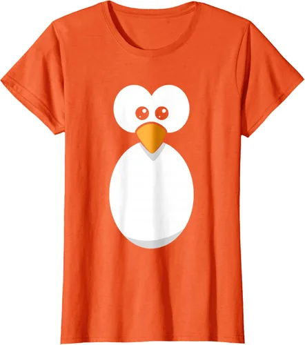 Vista 40 de Camiseta divertida con diseño de cara de pingüino o disfraz fácil, color negro, talla S