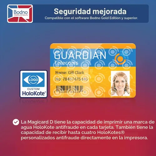 Vista 4 de Bodno Magicard D - Impresora de tarjetas de identificación de doble cara y suministros completos Software de identificación de paquete - Edición