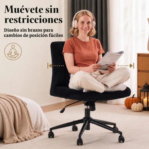 Vista 3 de NYPOT Armless and Ajustable Criss Cross Desk Chair with Wheels Negro