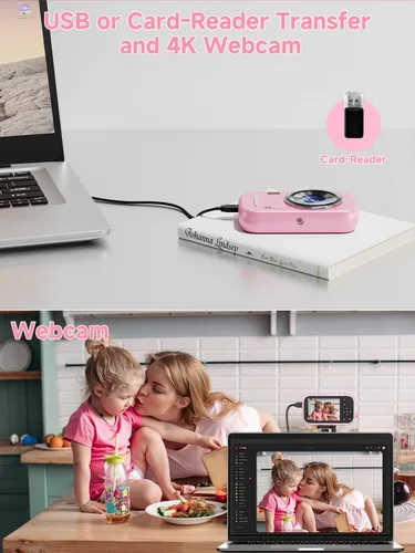 Vista 7 de Cámara digital, cámara digital compacta 4K de 48 MP con enfoque automático, cámara de apuntar y disparar con modo belleza, antivibración, tarjeta