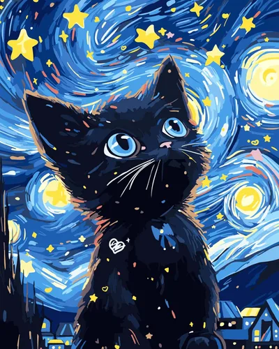 Vista 8 de FILASLFT Pintura por Números Gato Negro, Pintura por Números para Adultos y Principiantes en Lienzo, Kits de Pintura al Óleo de Paisaje de Jardín